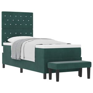 vidaXL Cama Box com colch&atilde;o Verde Escuro 80 x 200 cm Veludo