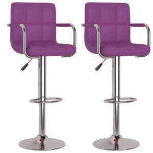 vidaXL Bancos de bar 2 pcs couro artificial roxo