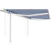 vidaXL Toldo autom&aacute;tico LED e sensor de vento 4x3,5 m azul e branco