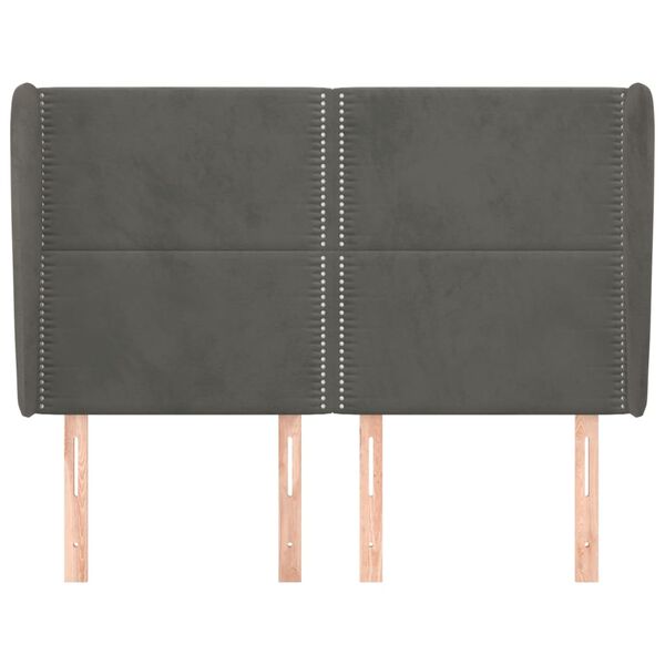 vidaXL Cabeceira cama c/ abas veludo 147x23x118/128 cm cinzento-escuro