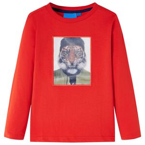 vidaXL T-shirt de manga comprida para crian&ccedil;a vermelho 128
