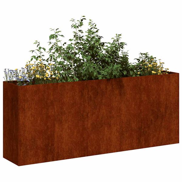 vidaXL Floreira enferrujada 200x40x80 cm a&ccedil;o resistente