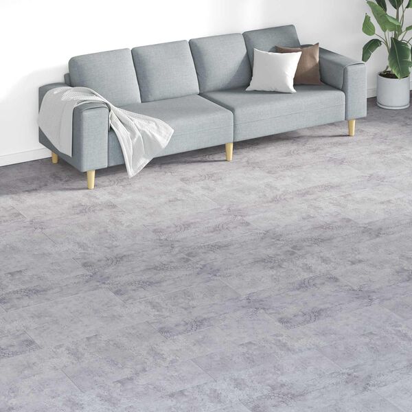 vidaXL Pranchas de Piso 18 pcs Cinzento 5,26 m&sup2; PVC