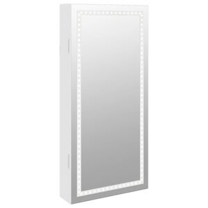 vidaXL M&oacute;vel para joias de parede espelhado com luzes LED branco