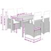 vidaXL 5 pcs conjunto bistr&ocirc; de jardim c/ almofad&otilde;es vime PE cinza