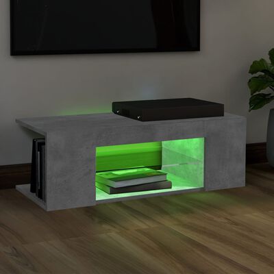 vidaXL Móvel de TV com luzes LED 90x39x30 cm cinzento cimento
