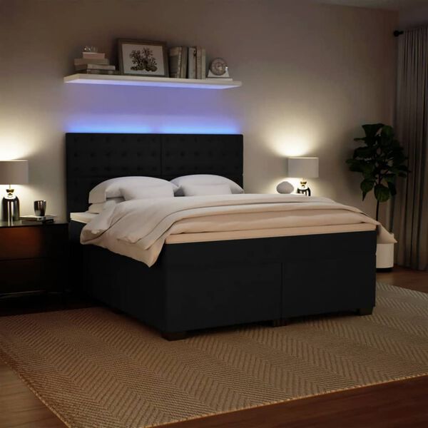 vidaXL Cama com molas/colchão 180x200 cm veludo preto