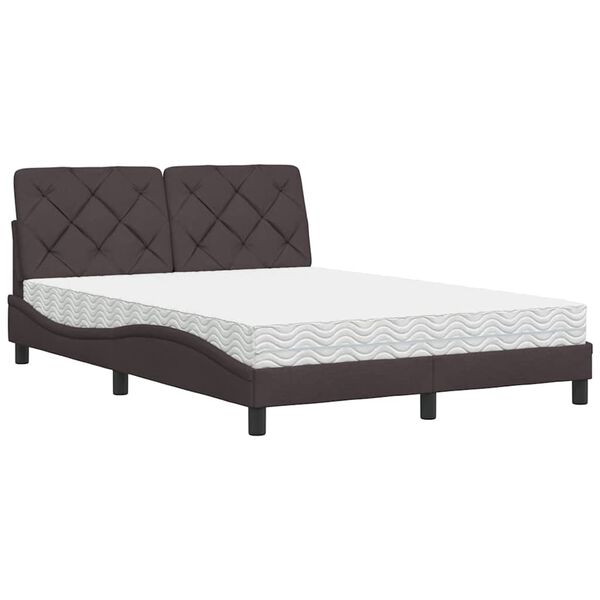 vidaXL Cama com colch&atilde;o 140x200 cm tecido castanho-escuro