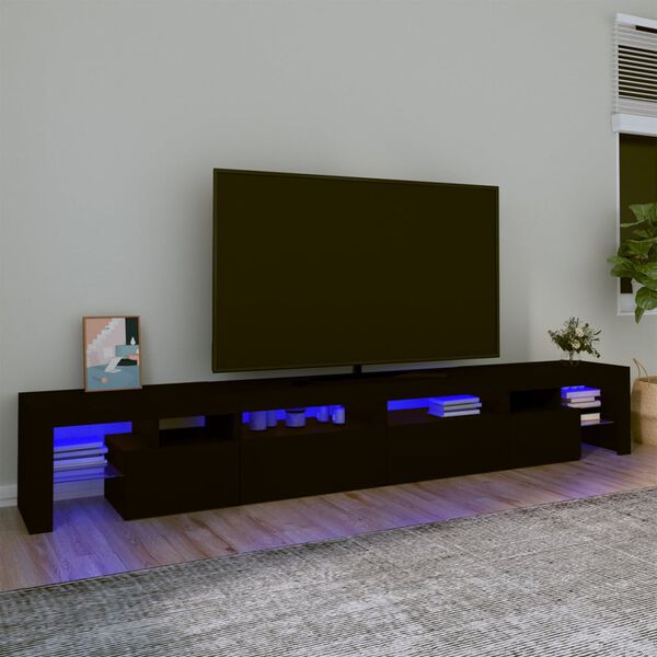 vidaXL M&oacute;vel de TV com luzes LED 260x36,5x40 cm preto