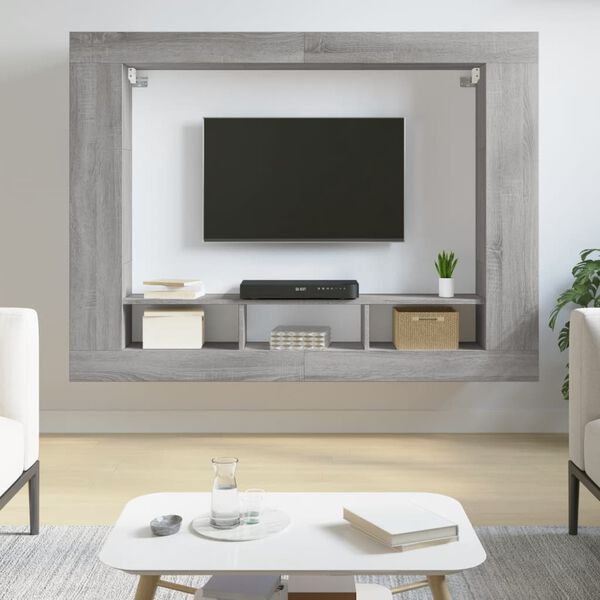vidaXL M&oacute;vel de TV 152x22x113 cm derivados de madeira cinzento sonoma