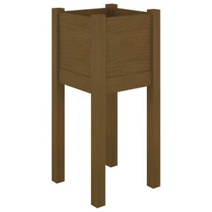vidaXL Vaso/floreira de jardim 31x31x70 cm pinho maci&ccedil;o castanho-mel