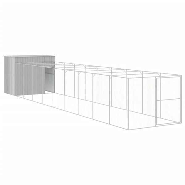 vidaXL Casota cães c/ parque 214x1069x181 cm aço galvaniz. cinza-claro