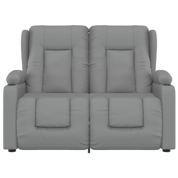 vidaXL Poltrona massagens 2 lug. reclin&aacute;vel sup. copo couro art. cinza