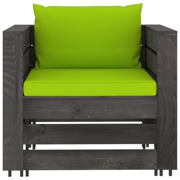 vidaXL 6 pcs conj. lounge jardim + almofad&otilde;es madeira impreg. cinzento