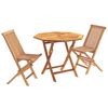 vidaXL Conjunto de Bistro de Jardim Dobr&aacute;vel de 3 Pe&ccedil;as Natural