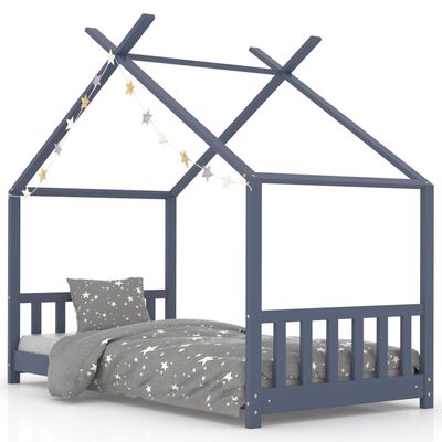 vidaXL Estrutura de cama para crianças 70x140 cm pinho maciço cinzento