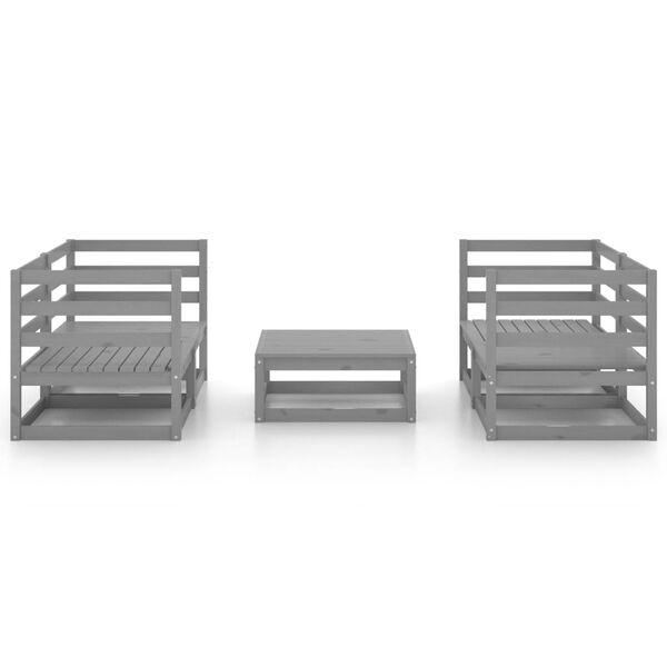 vidaXL 5 pcs conjunto lounge de jardim pinho maci&ccedil;o cinzento