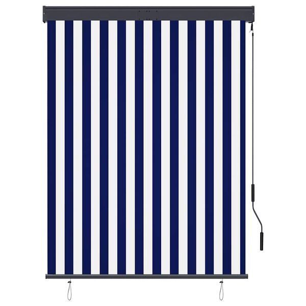 vidaXL Estore de rolo para exterior 120x250 cm azul e branco