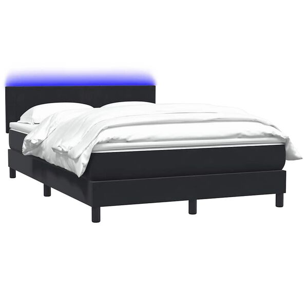 vidaXL Cama box spring c/ colch&atilde;o e LED 140x220 cm veludo preto