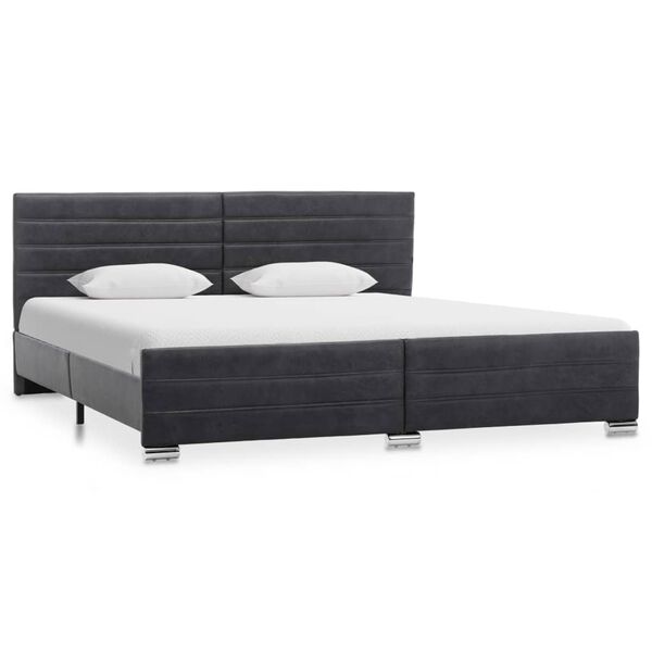 vidaXL Estrutura de cama 180x200 cm camur&ccedil;a artificial cinzento