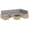vidaXL Conjunto de Sof&aacute; de Jardim 9 unid. Bege vime PE