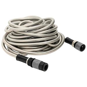 vidaXL Mangueira jardim c/ bico pulveriza&ccedil;&atilde;o a&ccedil;o inoxid&aacute;vel prateado