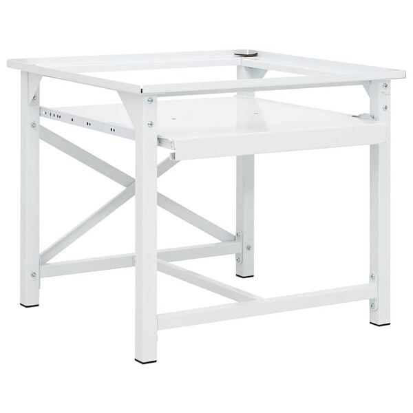 vidaXL Suporte m&aacute;quina lavar c/ prateleira extra&iacute;vel branco