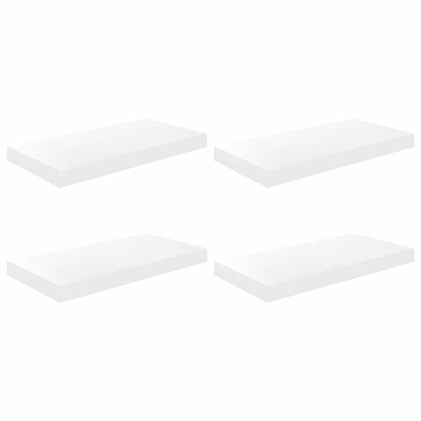 vidaXL Prateleiras de parede suspensas 4 pcs 50x23x3,8cm MDF branco