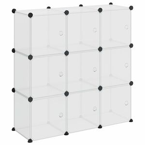 vidaXL Organizador de cubos de armazenamento com 9 cubos e portas em PP transparente