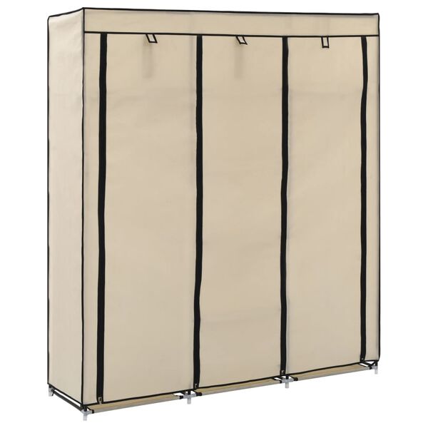 vidaXL Roupeiro c/ compartimentos e var&otilde;es 150x45x175 cm tecido creme