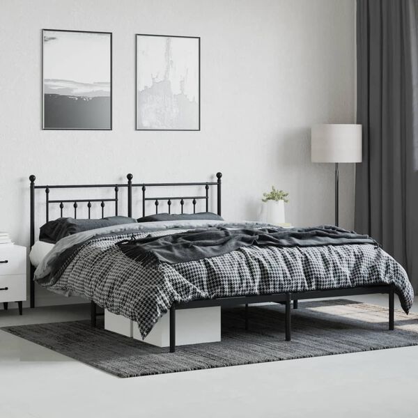 vidaXL Estrutura de cama com cabeceira 160x200 cm metal preto