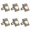 vidaXL Ilumina&ccedil;&atilde;o LED de parede exterior 6 pcs 2 W quadrado prateado