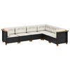 vidaXL 7 pcs conjunto de sof&aacute;s p/ jardim c/ almofad&otilde;es vime PE preto