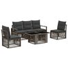 vidaXL Conjunto de Sof&aacute; de Jardim 6 unid. Cinza e Cinza Escuro vime PE