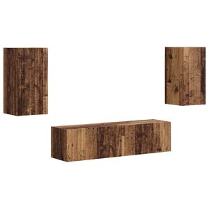 vidaXL Conjunto de m&oacute;vel de TV 4 pcs Madeira antiga Madeira processada