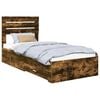 vidaXL Estrutura da Cama Carvalho Defumado e Prata 75 x 190 cm