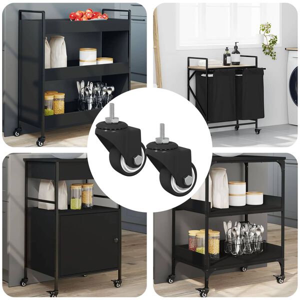 vidaXL Rod&iacute;zio Girat&oacute;rio 2 pcs Preto 40,4 x 40,4 x 19,7 mm