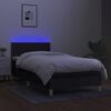 vidaXL Cama box spring c/ colch&atilde;o e LED 90x200 cm tecido preto
