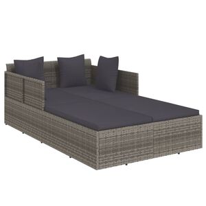 vidaXL Espregui&ccedil;adeira com almofad&otilde;es cinzentos 182x118x63 cm vime PE