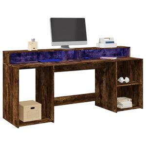 vidaXL Secret&aacute;ria luzes LED 200x55x91cm deriv. madeira carvalho fumado