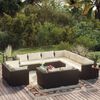 vidaXL 12 pcs conjunto lounge de jardim c/ almofad&otilde;es vime PE preto