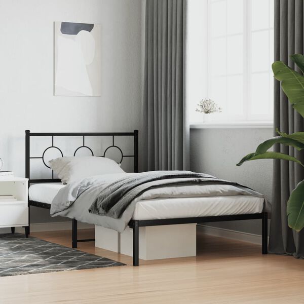 vidaXL Estrutura de cama com cabeceira 107x203 cm metal preto