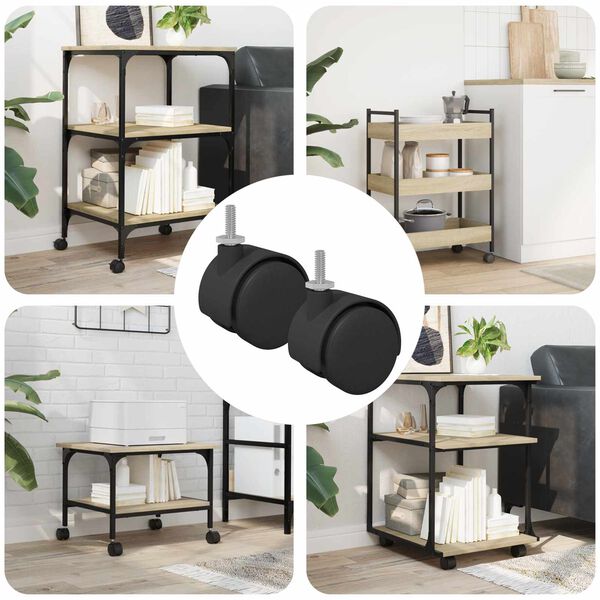 vidaXL Rod&iacute;zios 2 pcs Preto 40,1 x 37,8 mm PP e Ferro