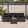 vidaXL Conjunto de Sof&aacute; de Jardim com almofada 5 pcs Preto vime PE