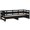 vidaXL Sof&aacute;-cama de puxar pinho maci&ccedil;o preto 2x(80x200) cm