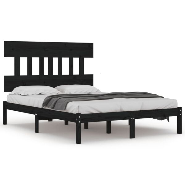 vidaXL Estrutura de cama 200x200 cm madeira maci&ccedil;a preto