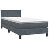 vidaXL Cama box spring c/ colch&atilde;o e LED cinza-escuro 80x220 cm veludo