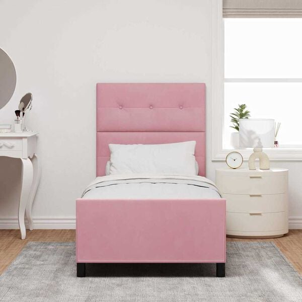 vidaXL Cama Box com cabeceira Rosa 90 x 200 cm Veludo