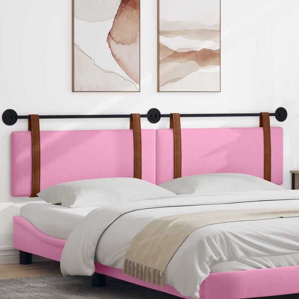 vidaXL Cabeceira Suspensa Liso Rosa 210 x 55 x 5 cm PU Antigo