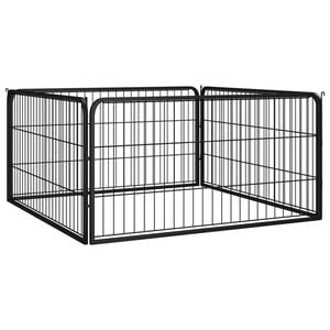 vidaXL Canil com 4 pain&eacute;is 100x50 cm a&ccedil;o revestido a p&oacute; preto